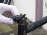 Rusty old bike emerges from the shed