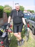 Stephen at the end of The Downs Link - and still standing only due to the bike I am leaning on...